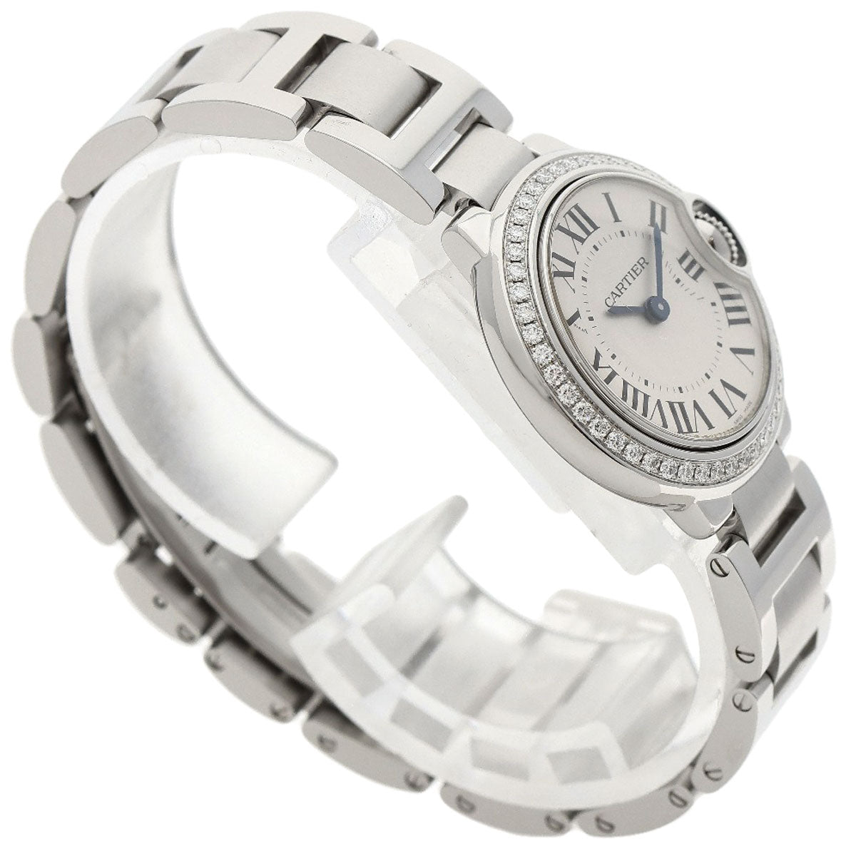 CARTIER Ballon Blue Bezel Diamond Watches W4BB0015 Stainless Steel/Stainless Steel Ladies