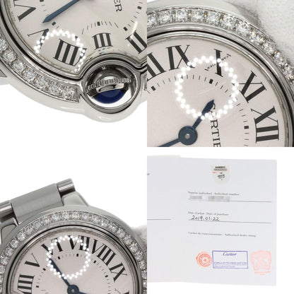 CARTIER Ballon Blue Bezel Diamond Watches W4BB0015 Stainless Steel/Stainless Steel Ladies