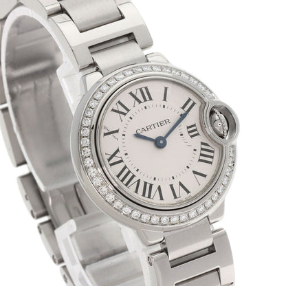 CARTIER Ballon Blue Bezel Diamond Watches W4BB0015 Stainless Steel/Stainless Steel Ladies