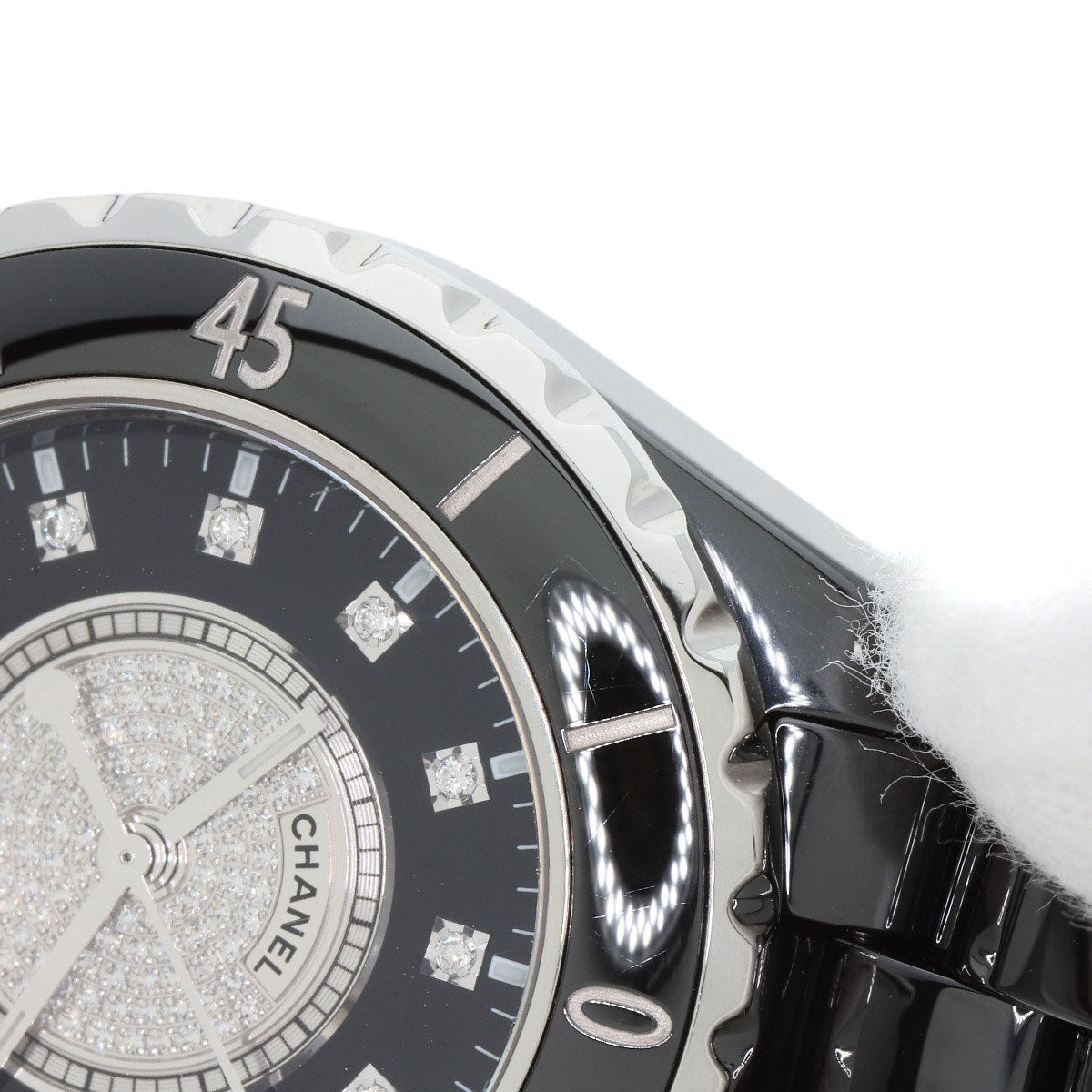 CHANEL J12 1.3" Center Diamond Watches H2122 Ceramic/Ceramic Ladies