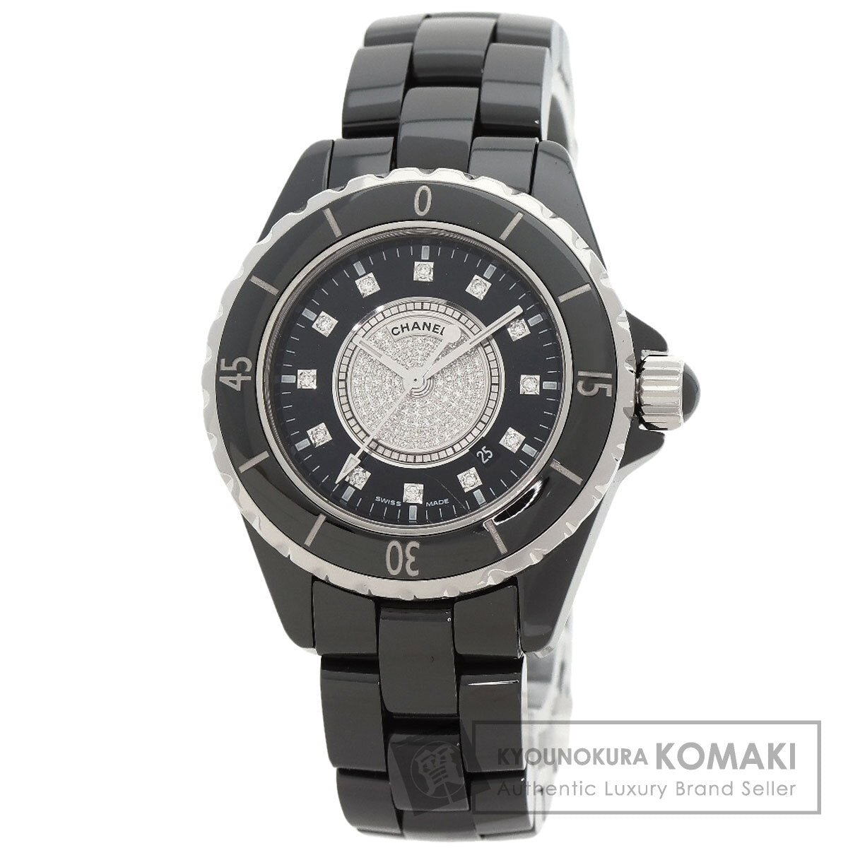 CHANEL J12 1.3" Center Diamond Watches H2122 Ceramic/Ceramic Ladies