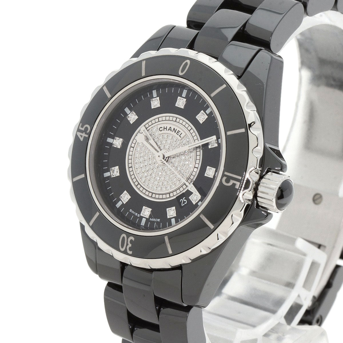 CHANEL J12 1.3" Center Diamond Watches H2122 Ceramic/Ceramic Ladies