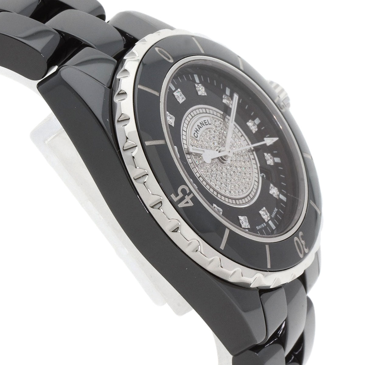 CHANEL J12 1.3" Center Diamond Watches H2122 Ceramic/Ceramic Ladies