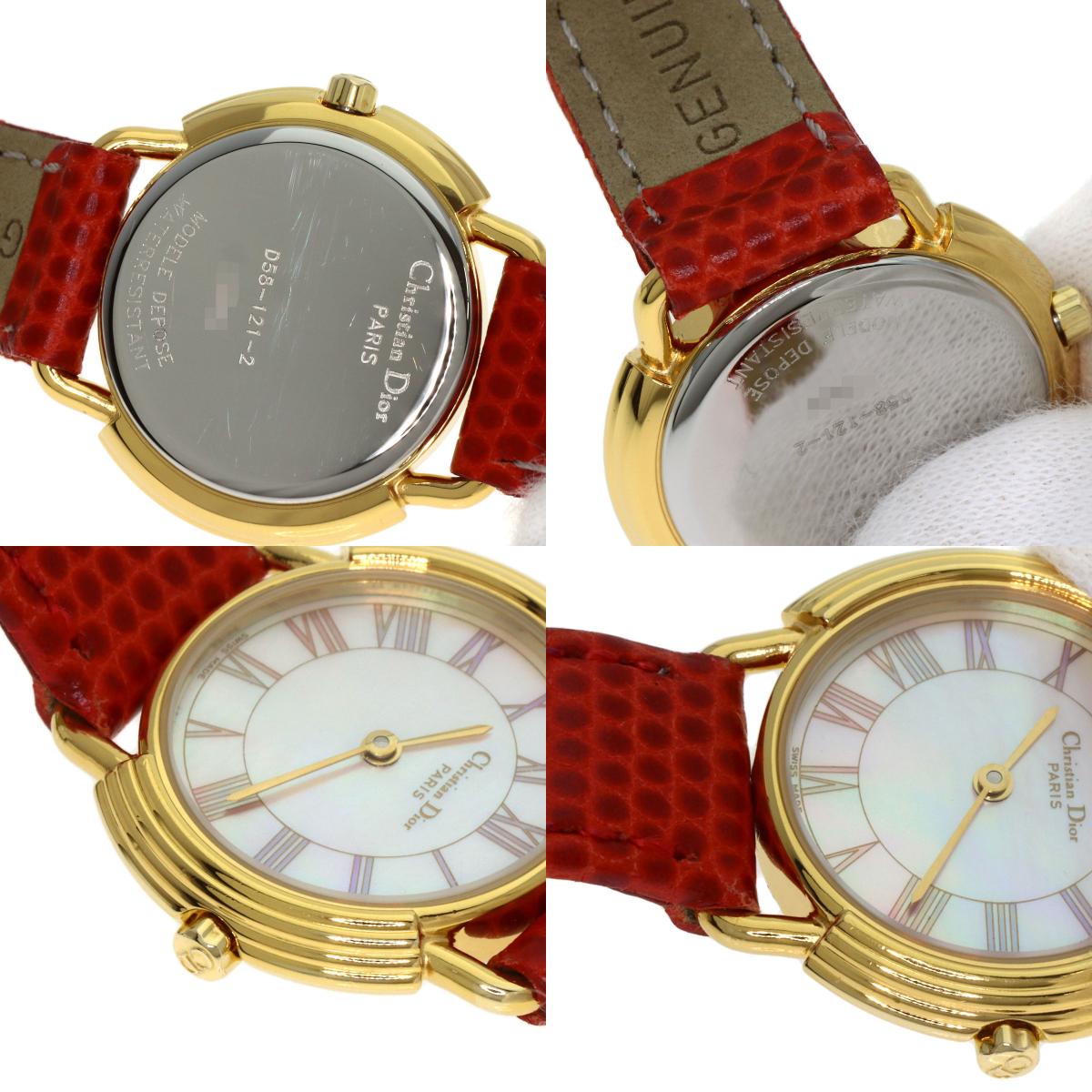 CHRISTIAN DIOR Round face Watches D58-121-2 Stainless Steel/Leather Ladies