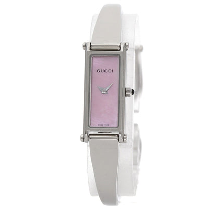 GUCCI Square Face Bangle with Pink Shell Watches 1500L Stainless Steel/Stainless Steel Ladies