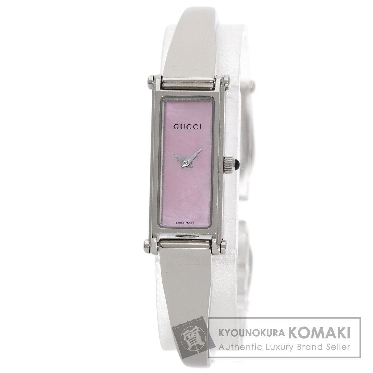 GUCCI Square Face Bangle with Pink Shell Watches 1500L Stainless Steel/Stainless Steel Ladies