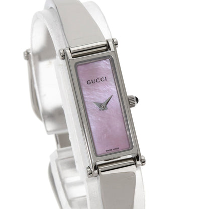 GUCCI Square Face Bangle with Pink Shell Watches 1500L Stainless Steel/Stainless Steel Ladies