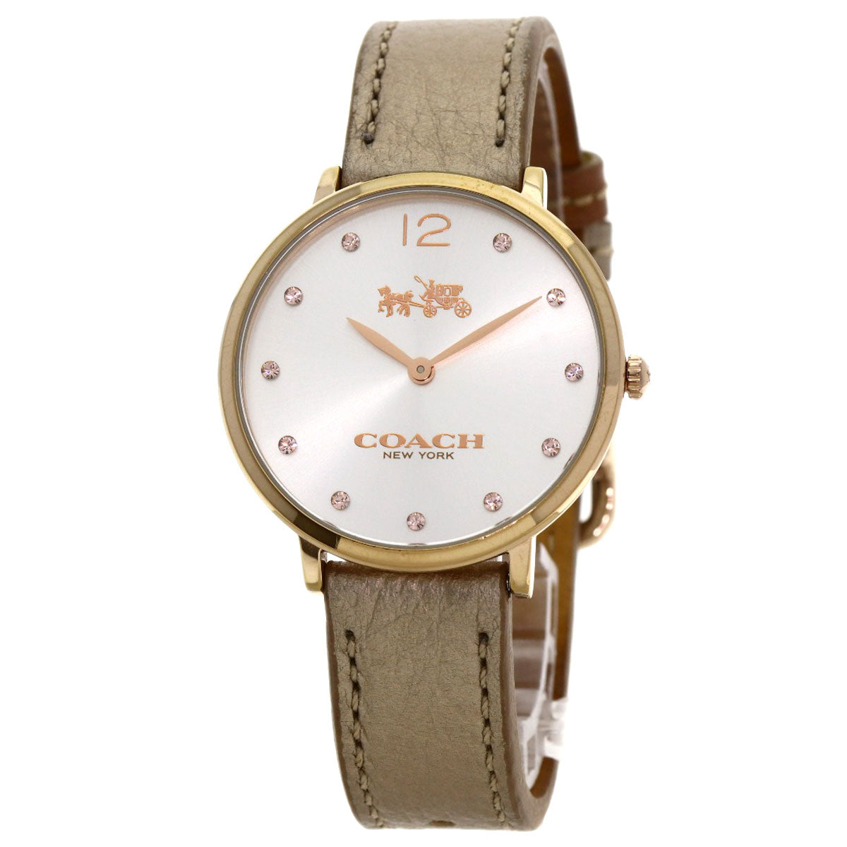 COACH Round face Watches CA.110.7.34.1354 Gold Plated/Leather Ladies