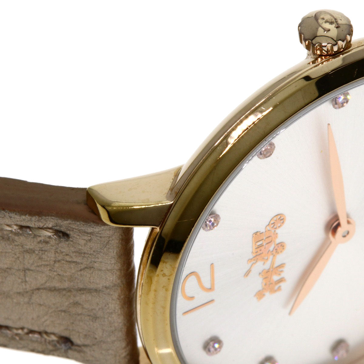 COACH Round face Watches CA.110.7.34.1354 Gold Plated/Leather Ladies