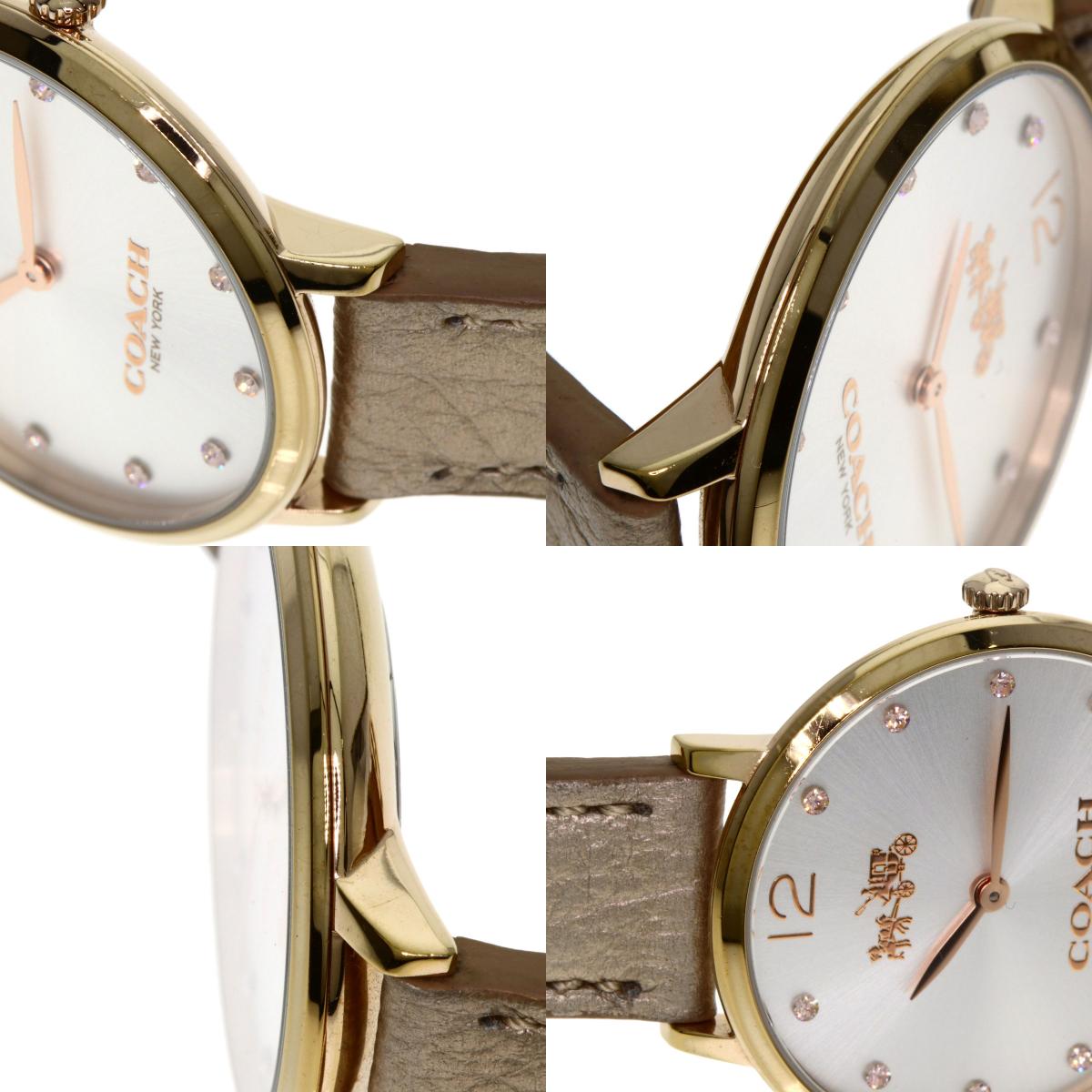 COACH Round face Watches CA.110.7.34.1354 Gold Plated/Leather Ladies