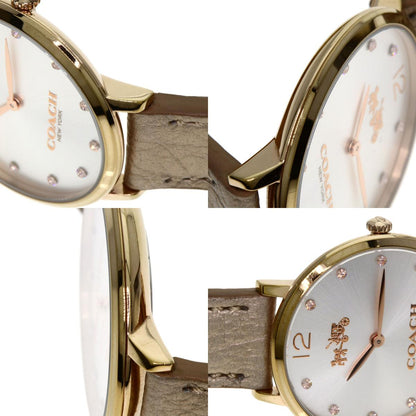 COACH Round face Watches CA.110.7.34.1354 Gold Plated/Leather Ladies