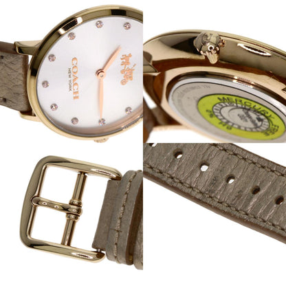 COACH Round face Watches CA.110.7.34.1354 Gold Plated/Leather Ladies