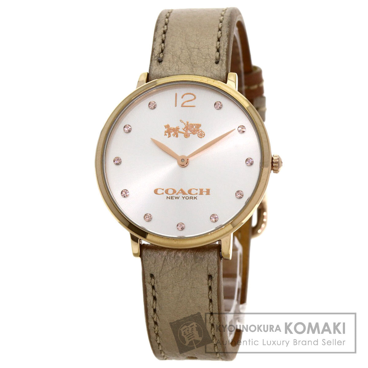 COACH Round face Watches CA.110.7.34.1354 Gold Plated/Leather Ladies