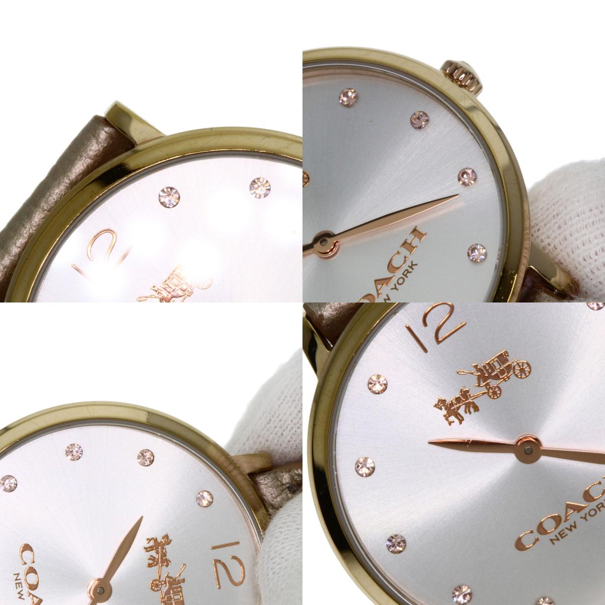 COACH Round face Watches CA.110.7.34.1354 Gold Plated/Leather Ladies