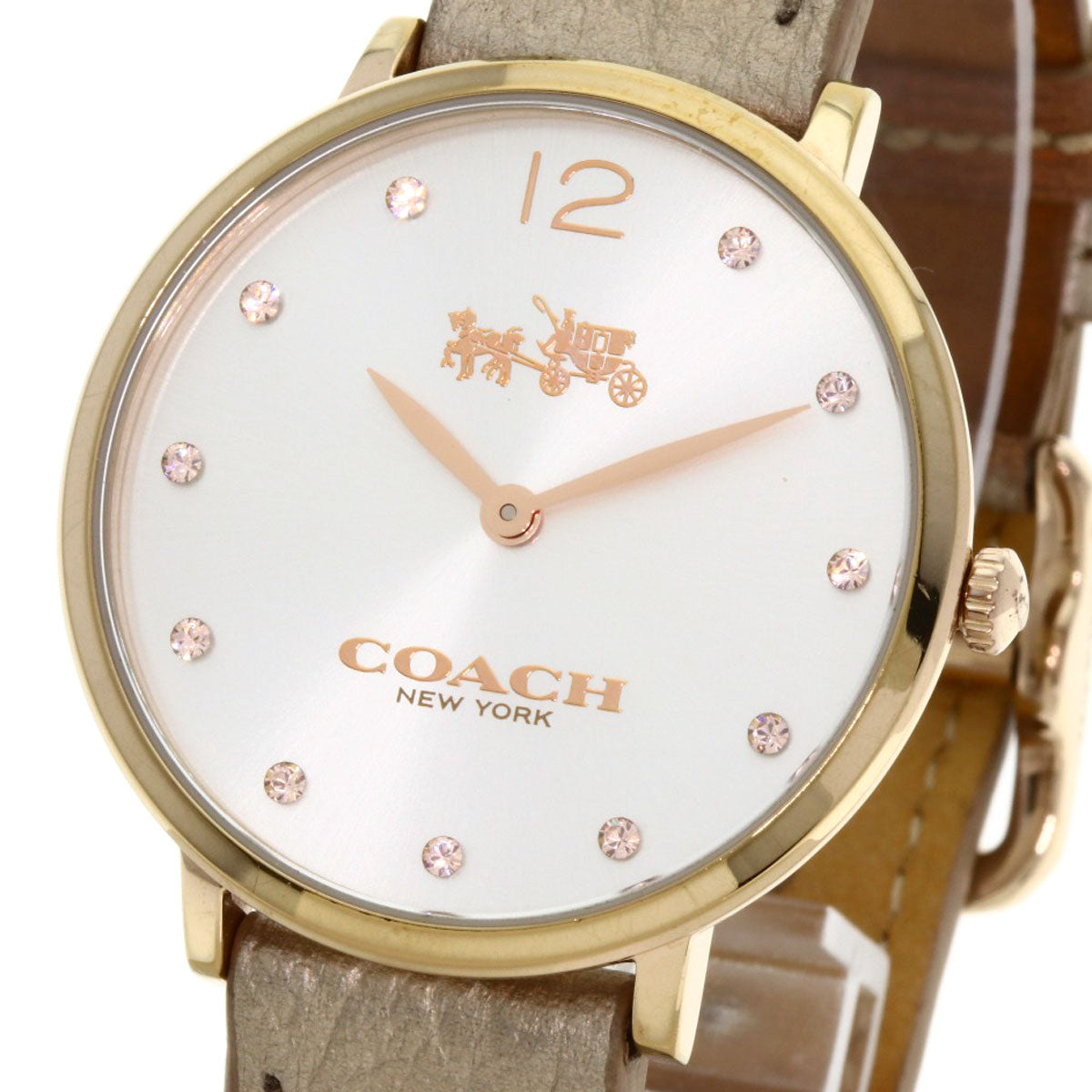 COACH Round face Watches CA.110.7.34.1354 Gold Plated/Leather Ladies