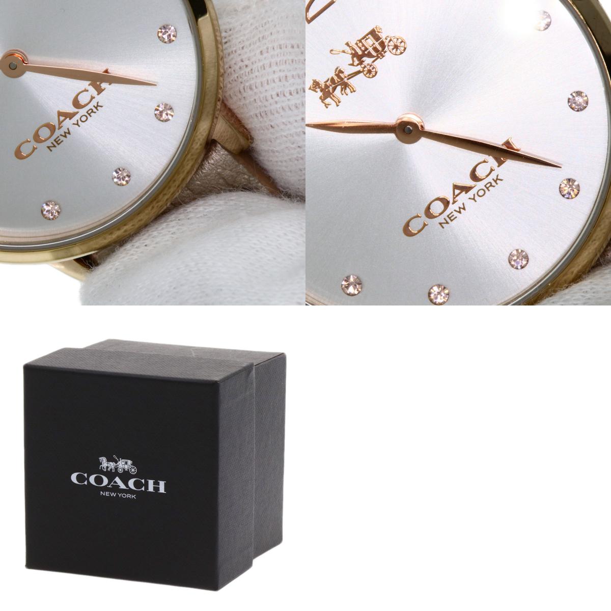 COACH Round face Watches CA.110.7.34.1354 Gold Plated/Leather Ladies