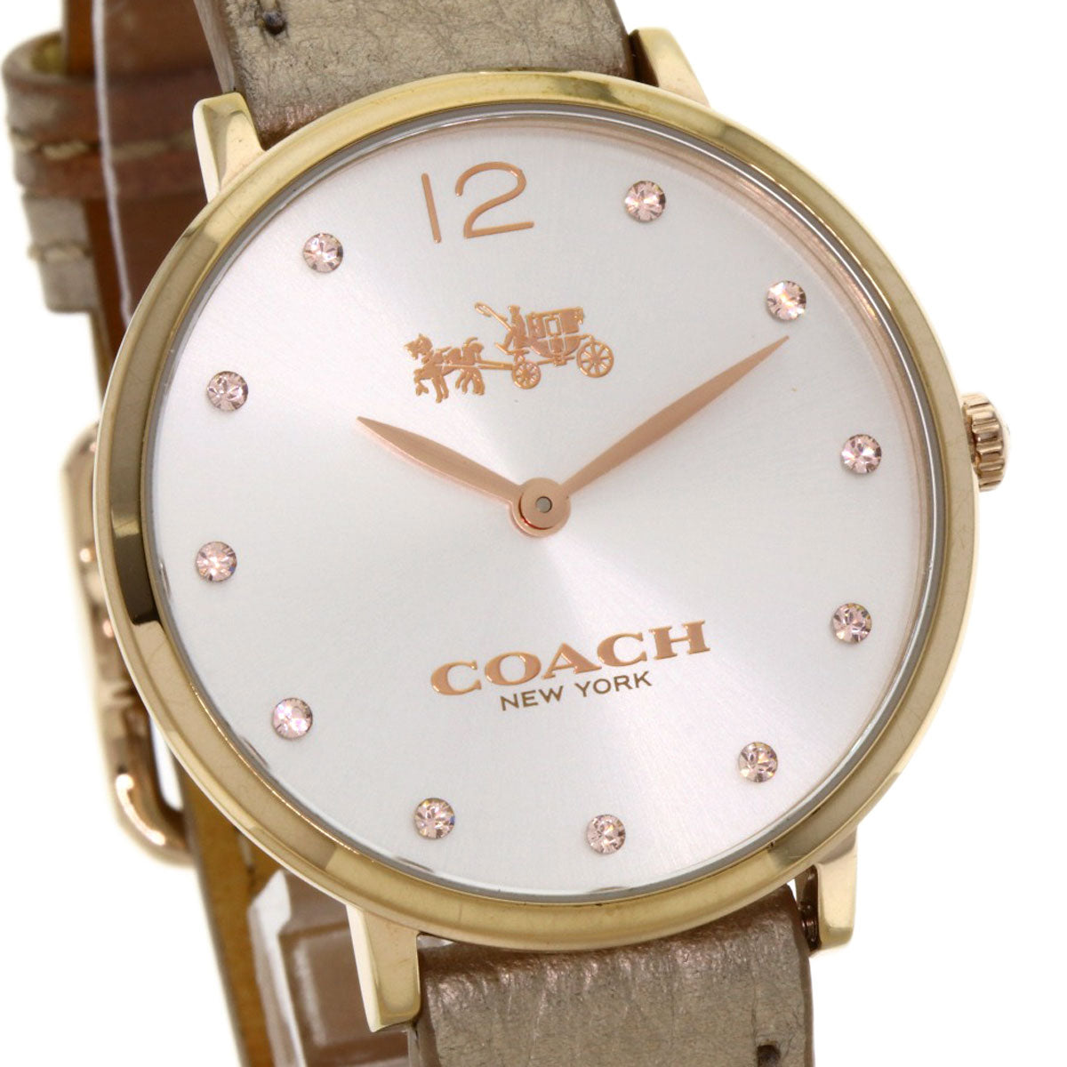 COACH Round face Watches CA.110.7.34.1354 Gold Plated/Leather Ladies