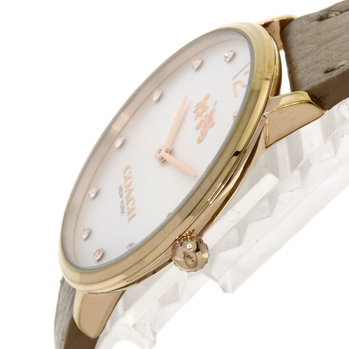 COACH Round face Watches CA.110.7.34.1354 Gold Plated/Leather Ladies