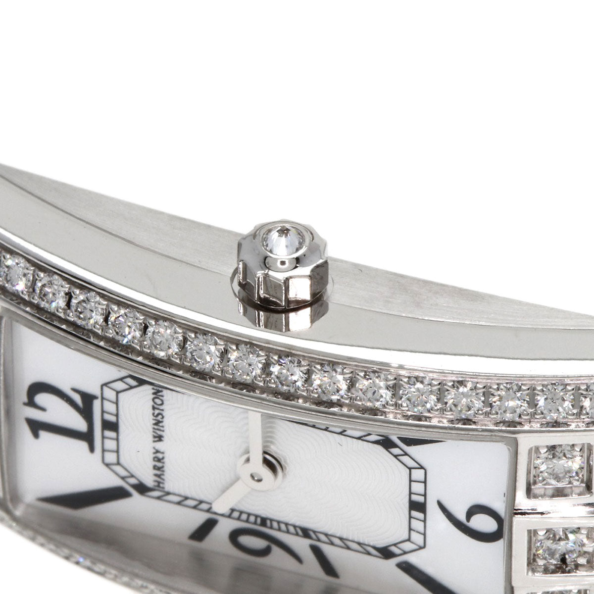 HARRY WINSTON Avenue C Mini Watches AVCQHM16WW024 K18 White Gold/Leather x Satin Ladies