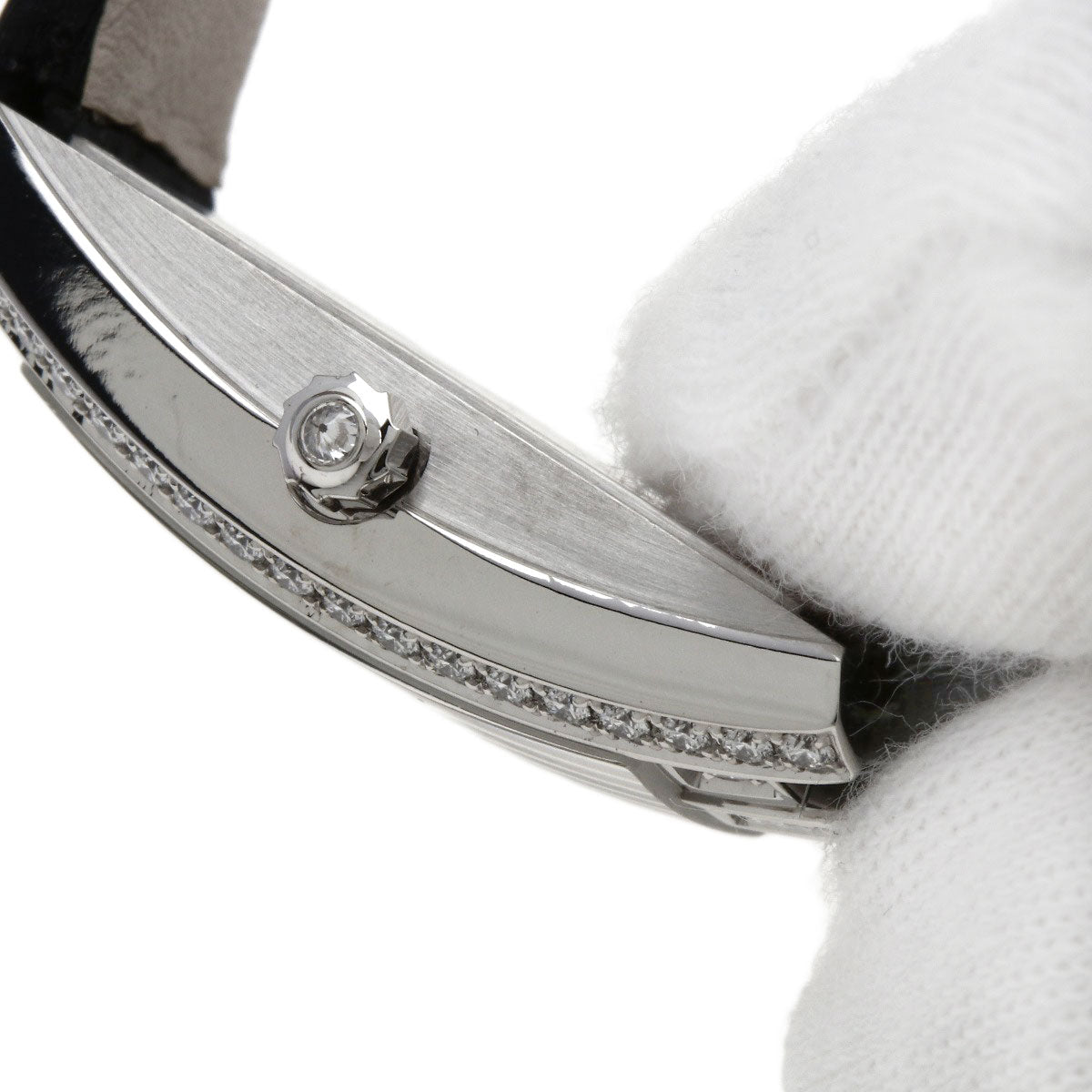 HARRY WINSTON Avenue C Mini Watches AVCQHM16WW024 K18 White Gold/Leather x Satin Ladies