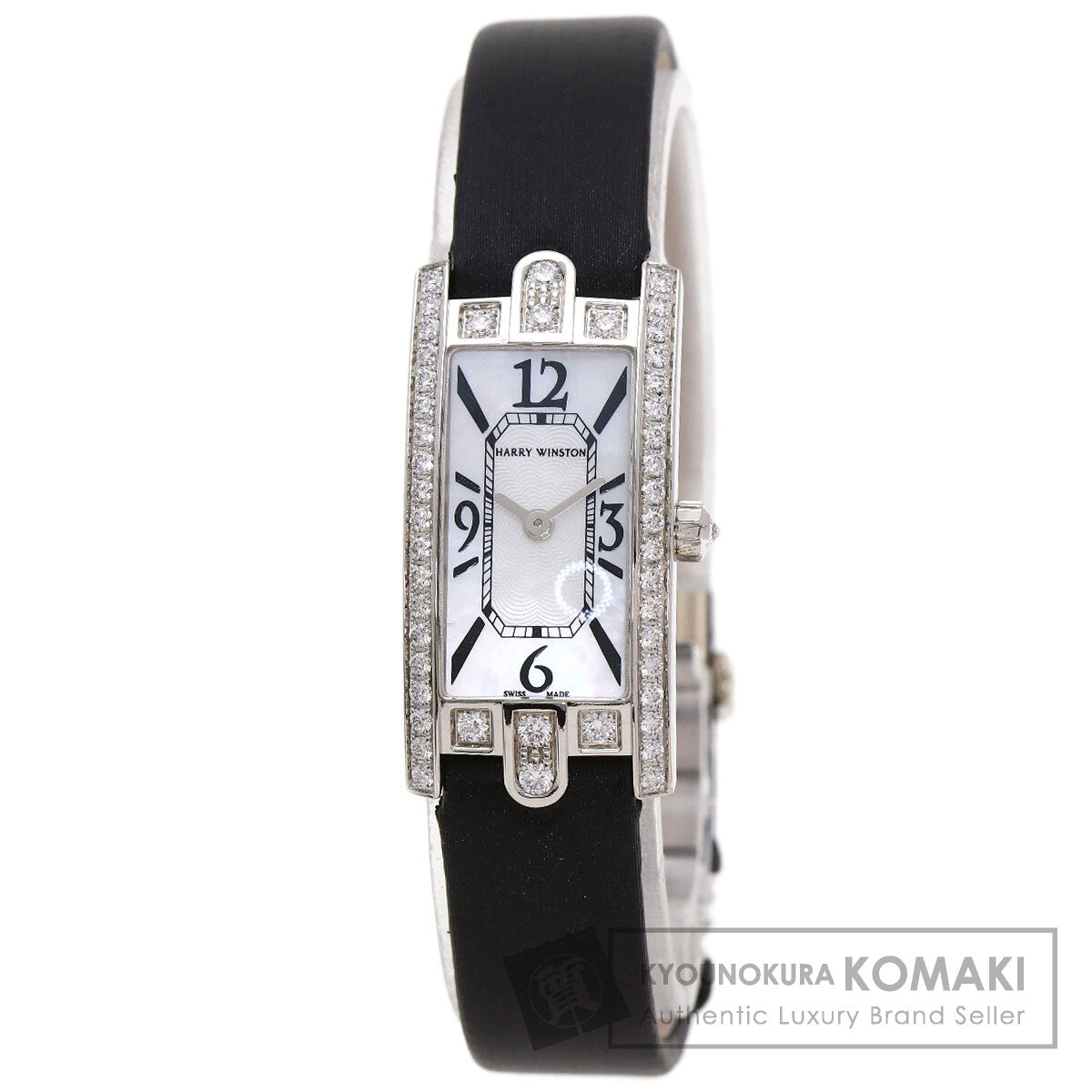 HARRY WINSTON Avenue C Mini Watches AVCQHM16WW024 K18 White Gold/Leather x Satin Ladies