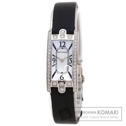 HARRY WINSTON Avenue C Mini Watches AVCQHM16WW024 K18 White Gold/Leather x Satin Ladies