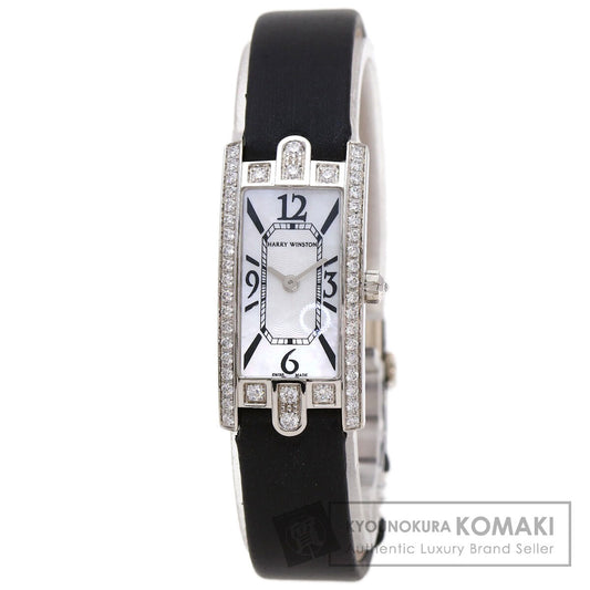HARRY WINSTON Avenue C Mini Watches AVCQHM16WW024 K18 White Gold/Leather x Satin Ladies