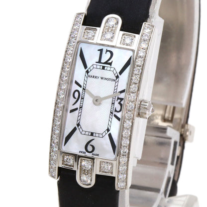 HARRY WINSTON Avenue C Mini Watches AVCQHM16WW024 K18 White Gold/Leather x Satin Ladies