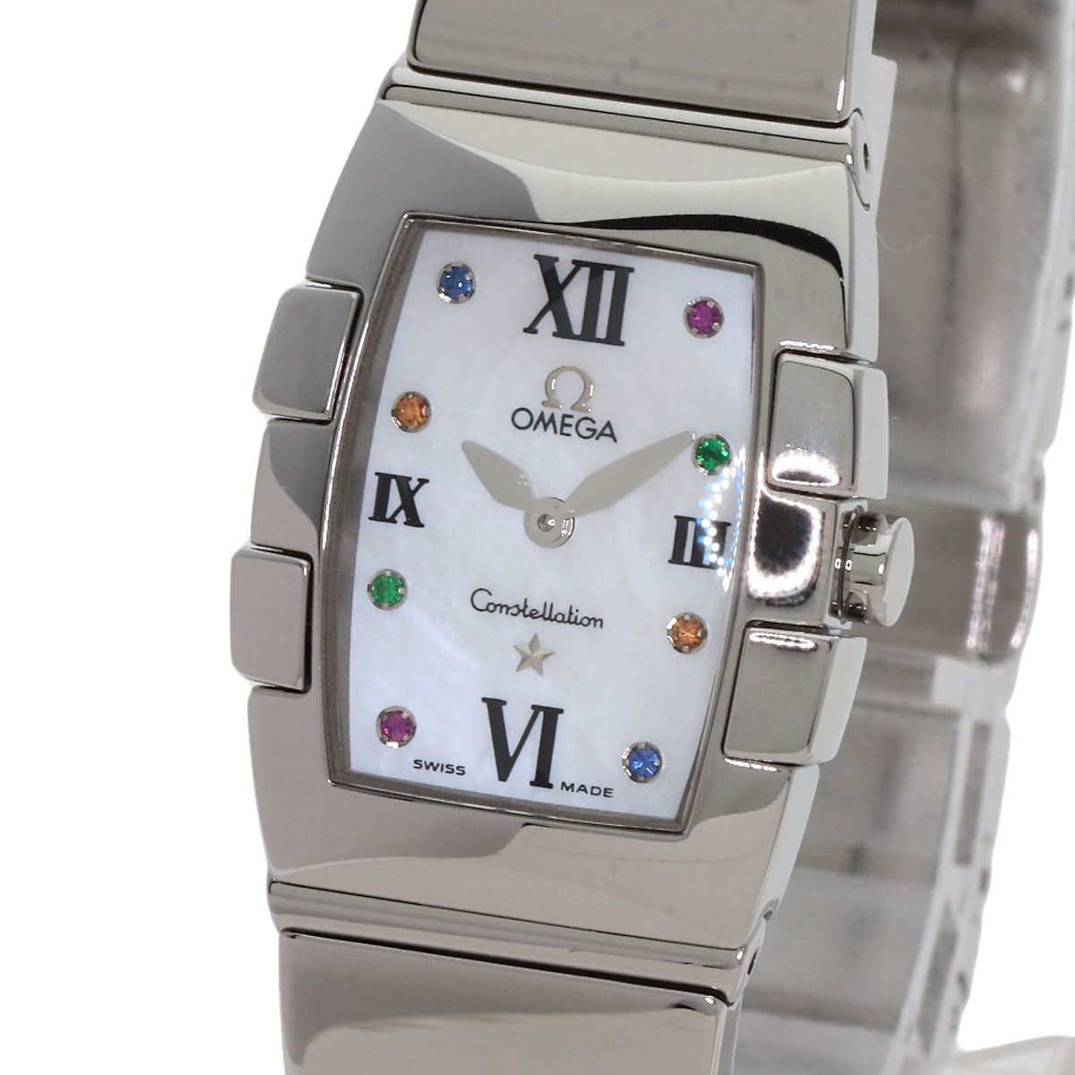 OMEGA Constellation Quadrella 8P Color Stone Watches 1584.79 Stainless Steel/Stainless Steel Ladies