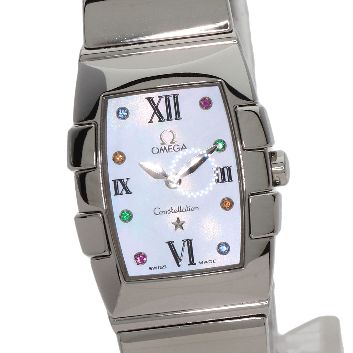 OMEGA Constellation Quadrella 8P Color Stone Watches 1584.79 Stainless Steel/Stainless Steel Ladies