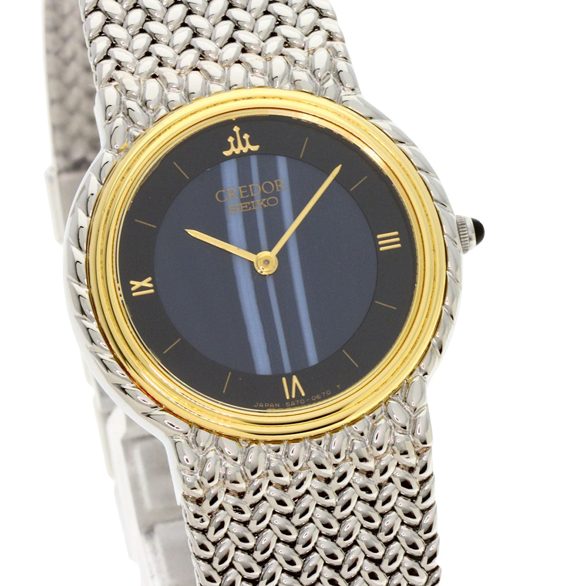 SEIKO CREDOR Round Face Blue Agate Watches 5A70-0260 Stainless Steel/Stainless Steel Ladies