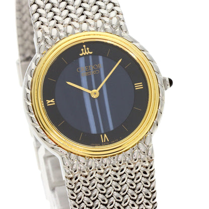 SEIKO CREDOR Round Face Blue Agate Watches 5A70-0260 Stainless Steel/Stainless Steel Ladies