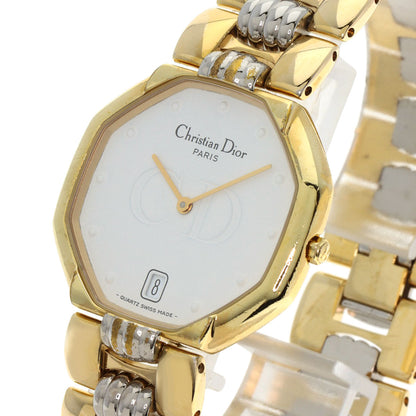CHRISTIAN DIOR Octagon Watches D45-134 Gold Plated/Gold Plated Ladies