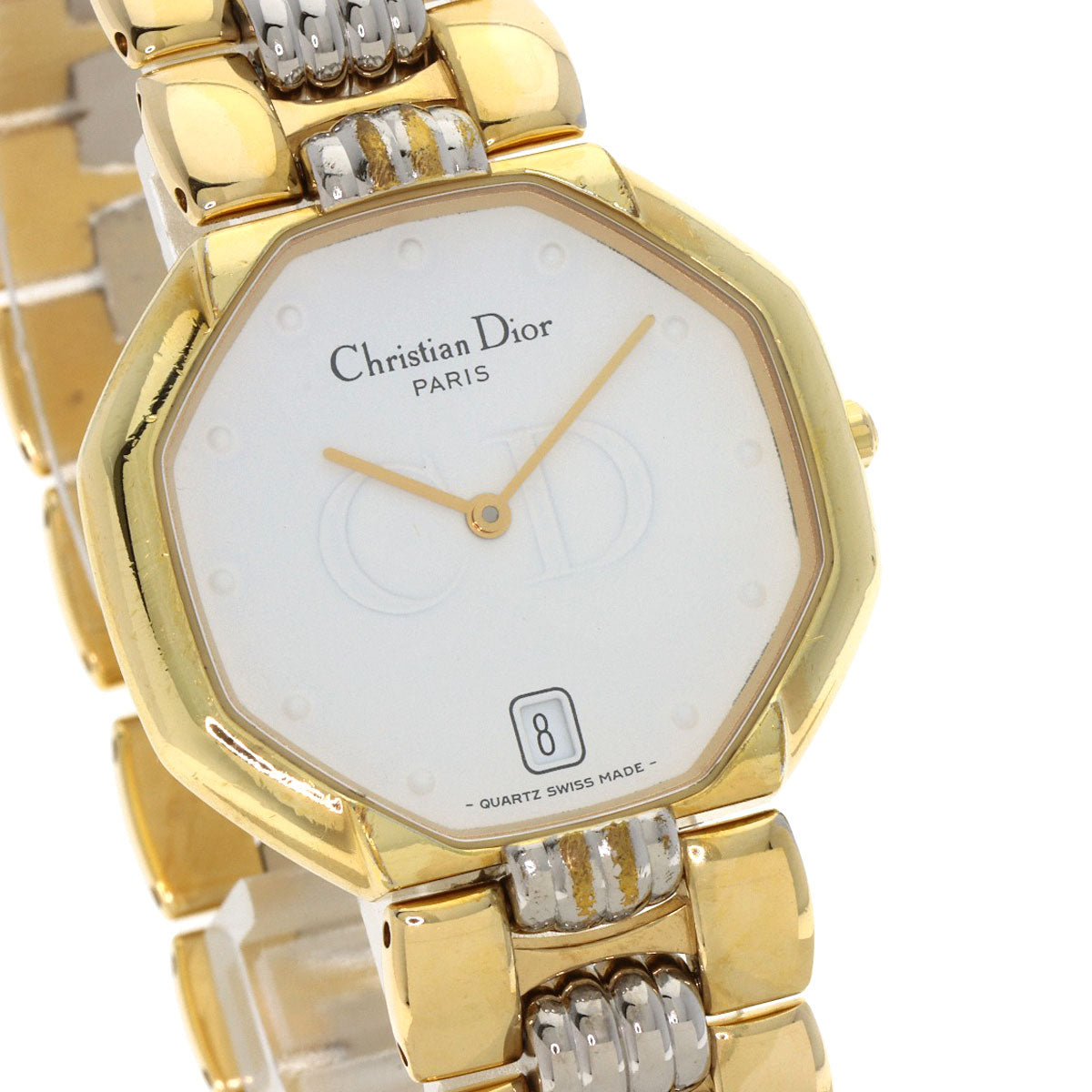 CHRISTIAN DIOR Octagon Watches D45-134 Gold Plated/Gold Plated Ladies