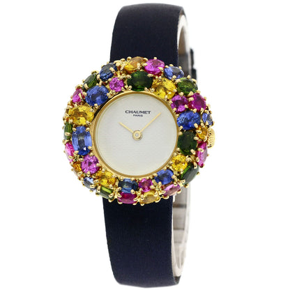 Chaumet Anneau Multi Sapphire Watches 098913 K18 Yellow Gold/Leather Ladies