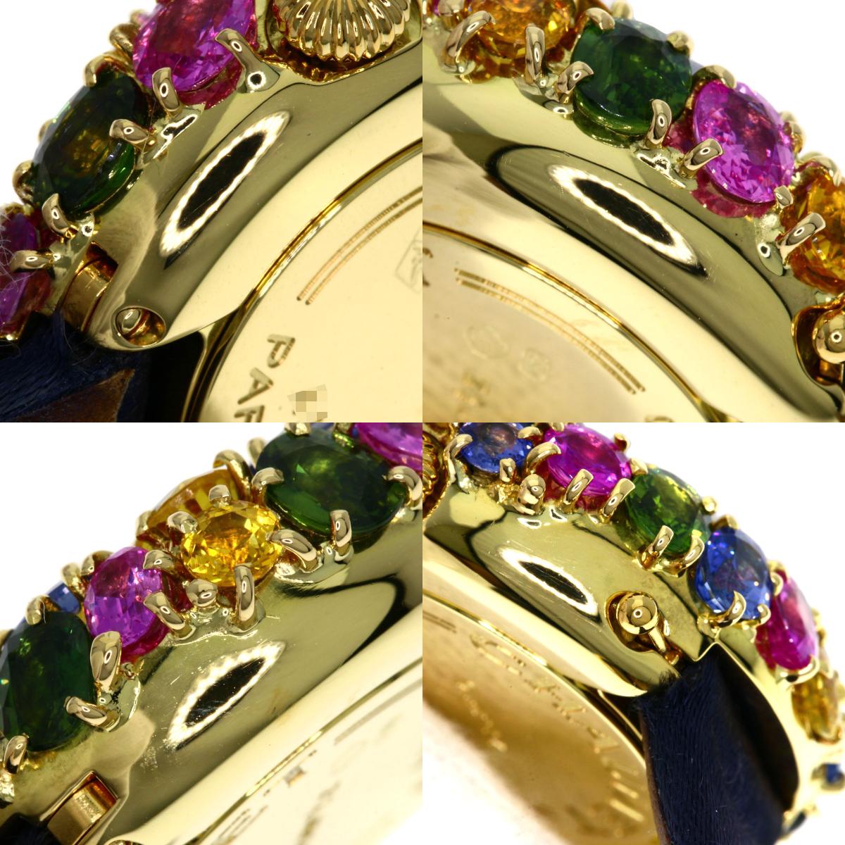 Chaumet Anneau Multi Sapphire Watches 098913 K18 Yellow Gold/Leather Ladies