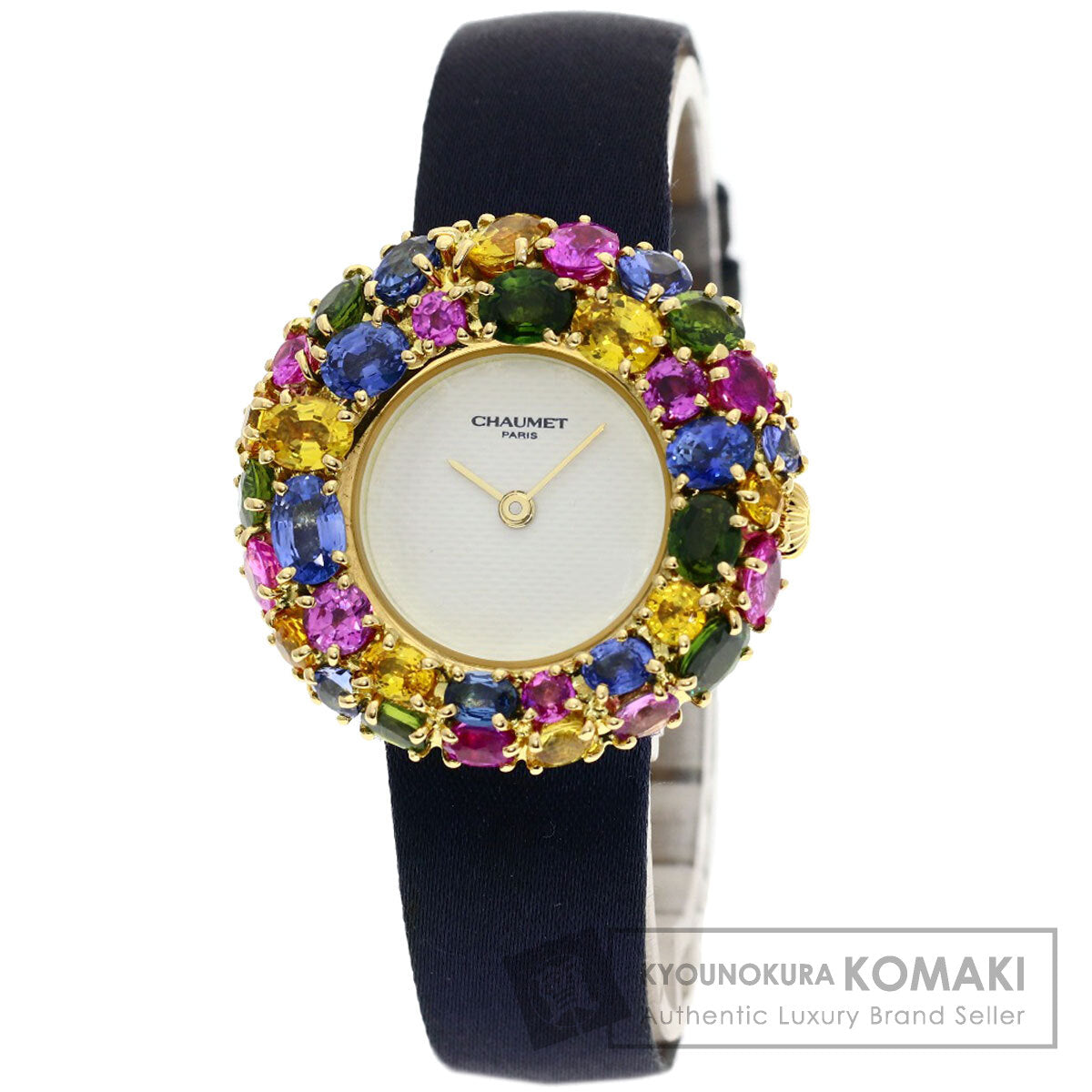 Chaumet Anneau Multi Sapphire Watches 098913 K18 Yellow Gold/Leather Ladies