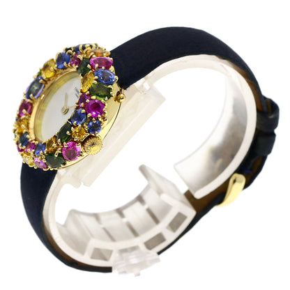 Chaumet Anneau Multi Sapphire Watches 098913 K18 Yellow Gold/Leather Ladies