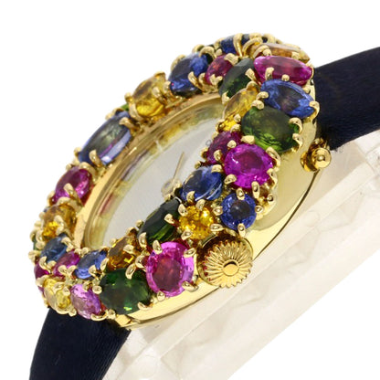 Chaumet Anneau Multi Sapphire Watches 098913 K18 Yellow Gold/Leather Ladies