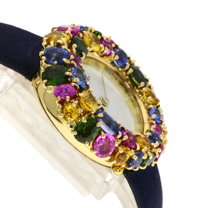 Chaumet Anneau Multi Sapphire Watches 098913 K18 Yellow Gold/Leather Ladies