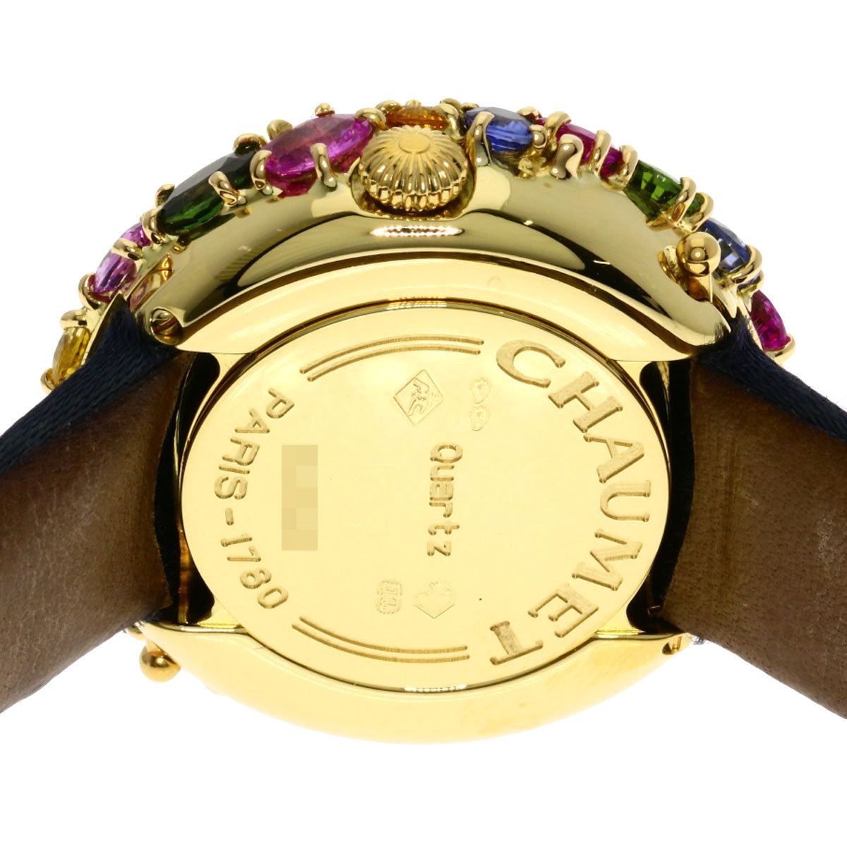 Chaumet Anneau Multi Sapphire Watches 098913 K18 Yellow Gold/Leather Ladies