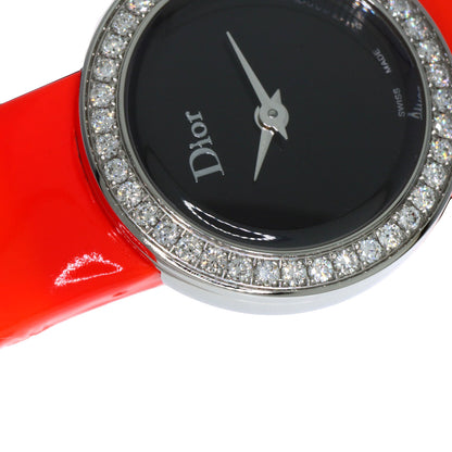 CHRISTIAN DIOR La Mini D Deux Diamond Watches CD040110 Stainless Steel/Leather Ladies