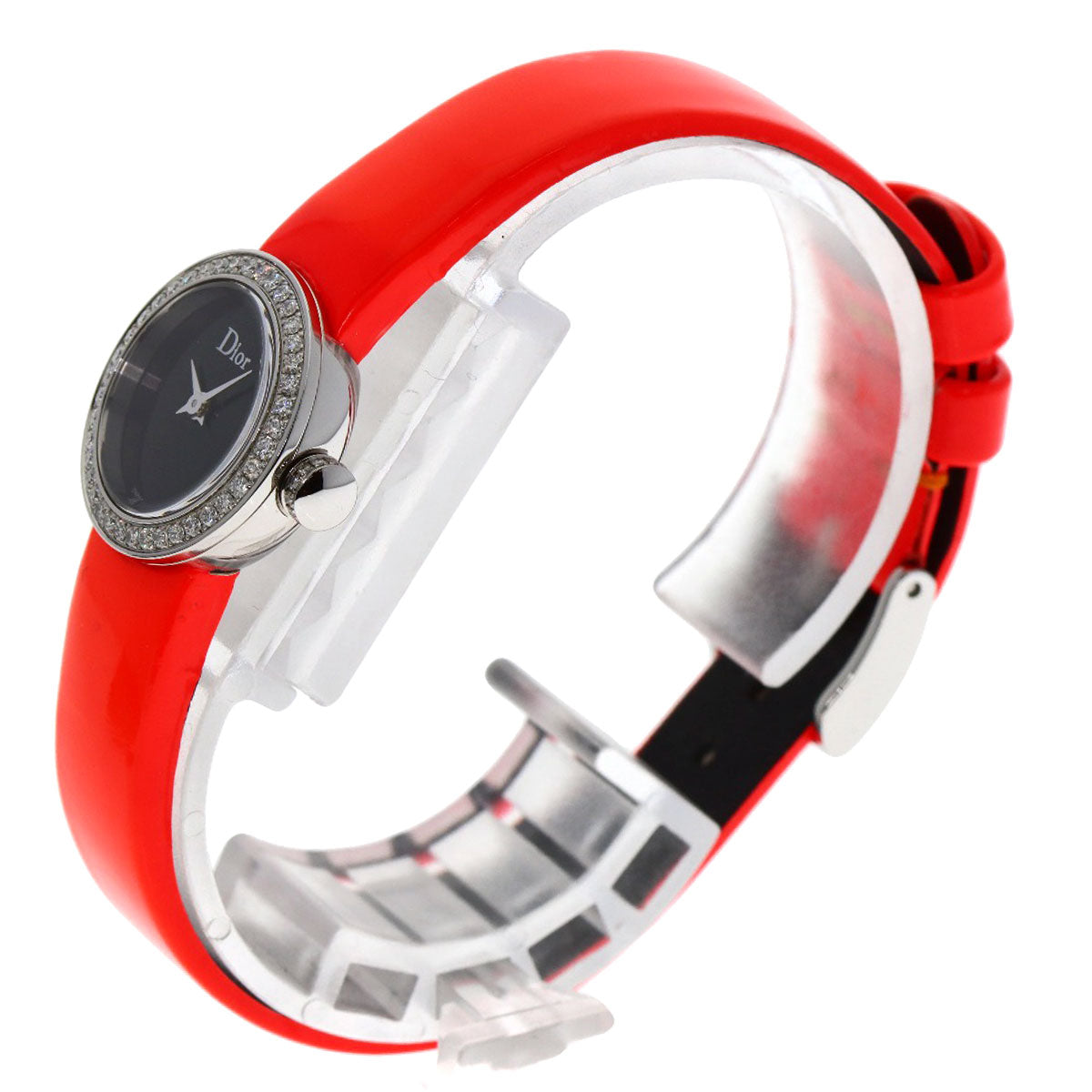 CHRISTIAN DIOR La Mini D Deux Diamond Watches CD040110 Stainless Steel/Leather Ladies