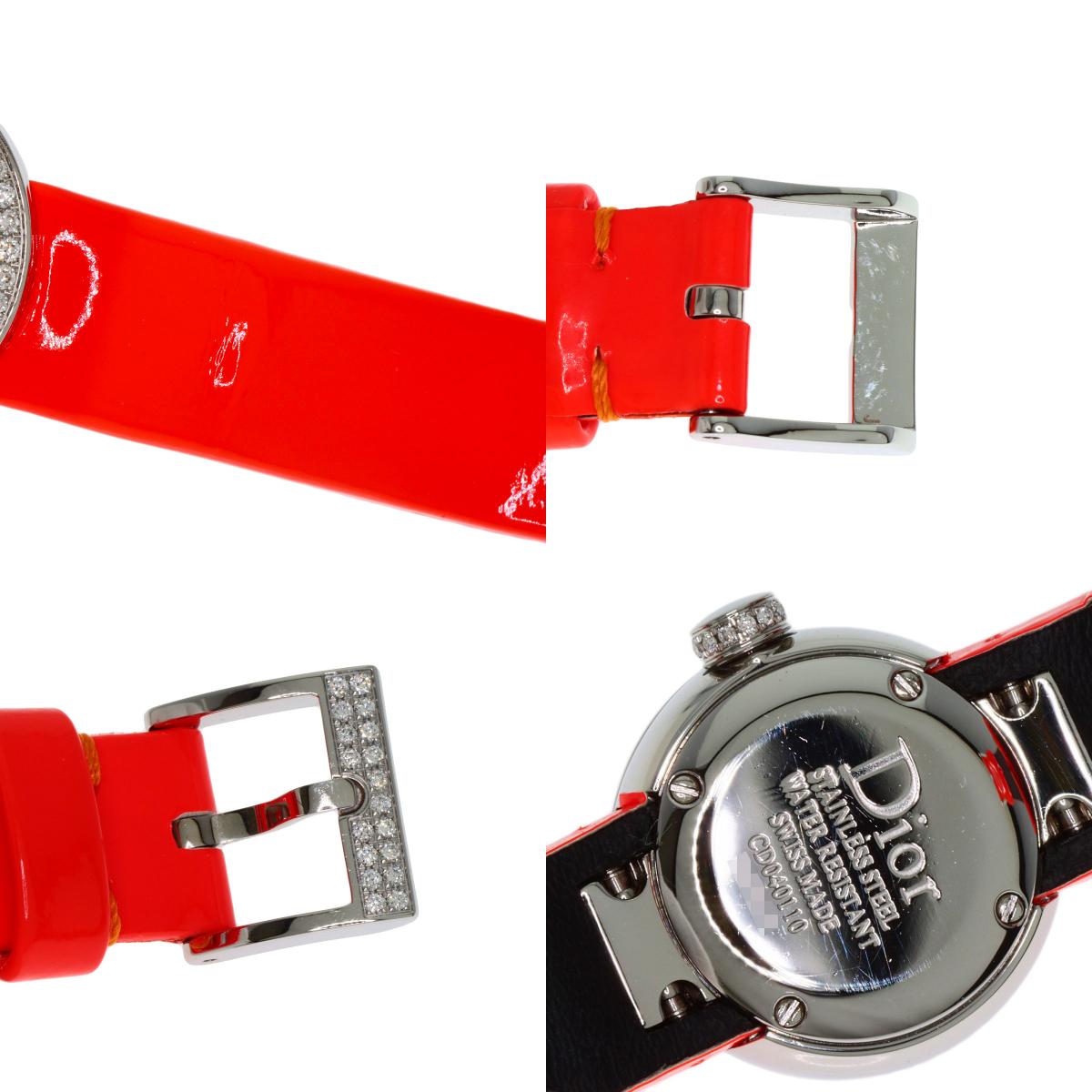 CHRISTIAN DIOR La Mini D Deux Diamond Watches CD040110 Stainless Steel/Leather Ladies