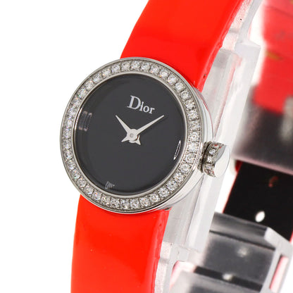 CHRISTIAN DIOR La Mini D Deux Diamond Watches CD040110 Stainless Steel/Leather Ladies