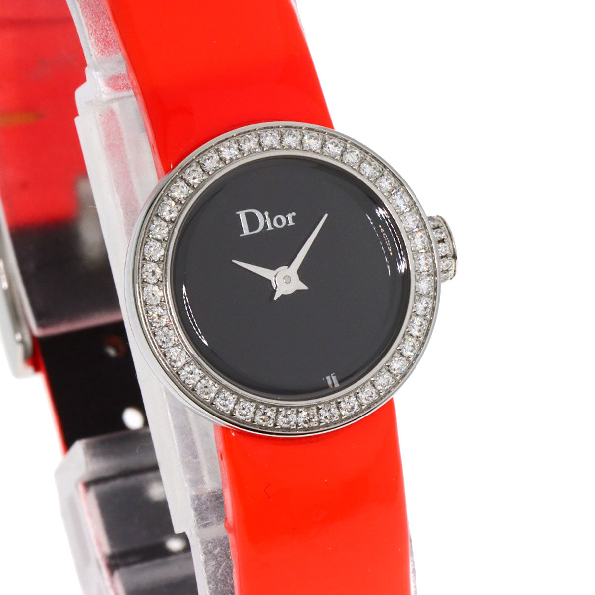 CHRISTIAN DIOR La Mini D Deux Diamond Watches CD040110 Stainless Steel/Leather Ladies