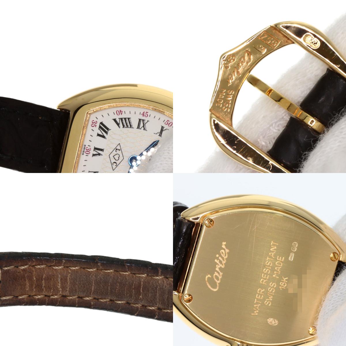 CARTIER TONNEAU 150th Anniversary Model Watches W15X7456 K18 Yellow Gold/Leather Ladies