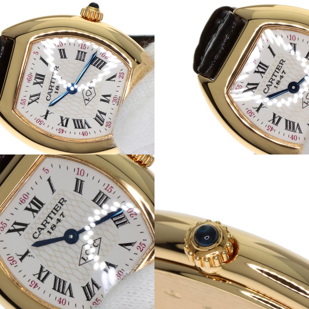 CARTIER TONNEAU 150th Anniversary Model Watches W15X7456 K18 Yellow Gold/Leather Ladies
