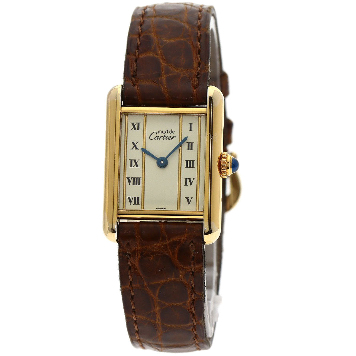 CARTIER Must tank SM Watches W1003053 Gold Plated/Leather Ladies