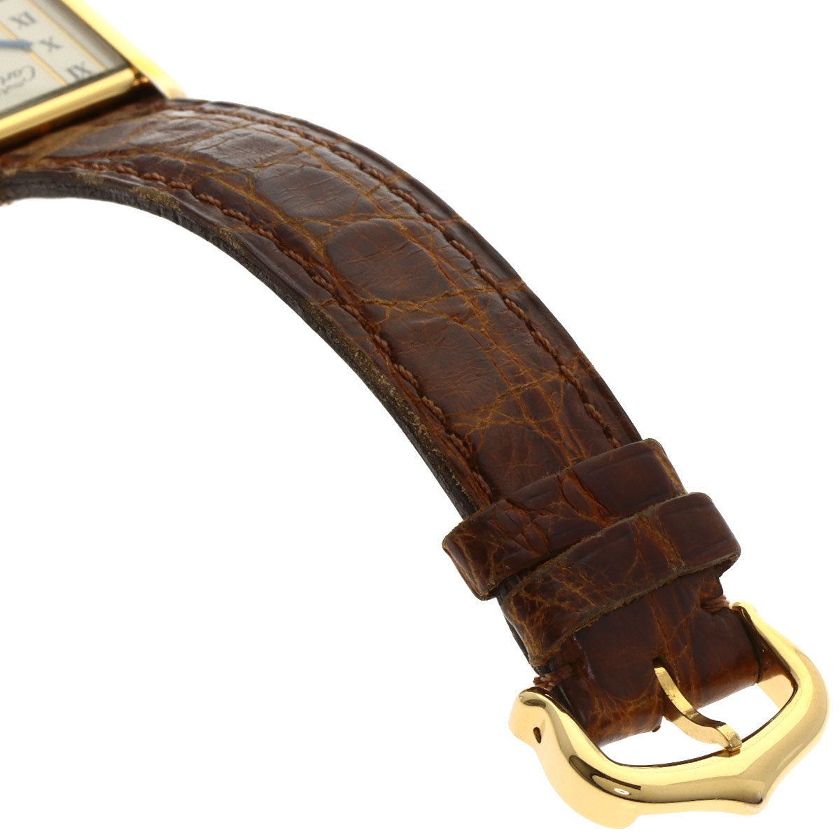 CARTIER Must tank SM Watches W1003053 Gold Plated/Leather Ladies